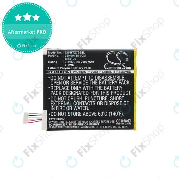 Battery for HTC EVO One, 2000mAh, Li-Pol, 3.8 V, BJ75100, HQ