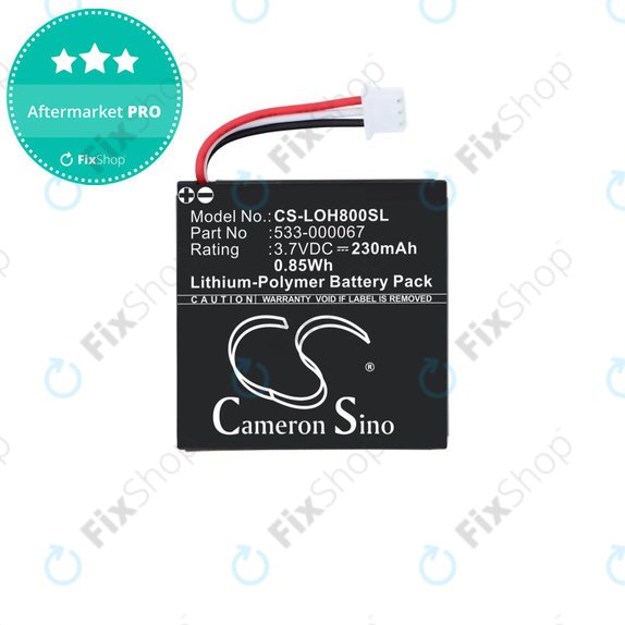 Battery for Logitech H800, 230mAh, Li-Pol, 3.7V, 533-000067, HQ