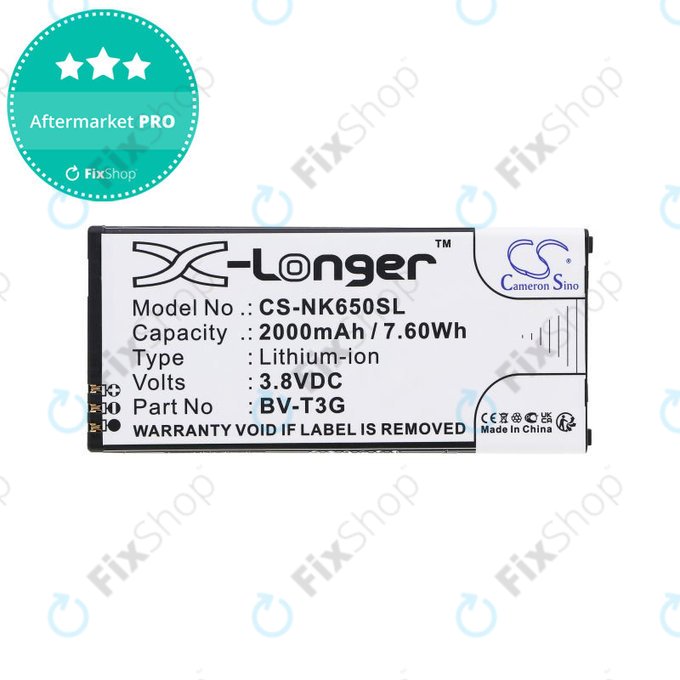 Battery for Nokia Lumia 650, 2000mAh, Li-Ion, 3.8V, BV-T3G, HQ