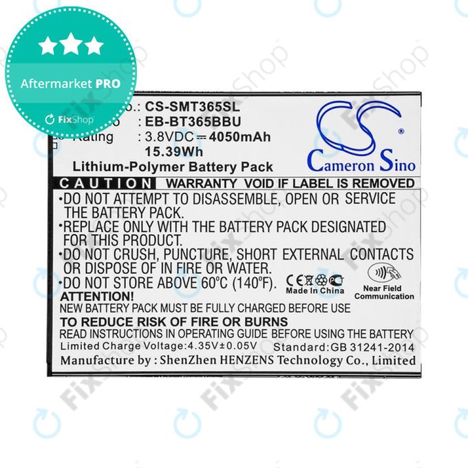 Battery for Samsung Galaxy Tab Active 2 8.0, 4050mAh, Li-Pol, 3.8V, EB-BT365BBU, HQ