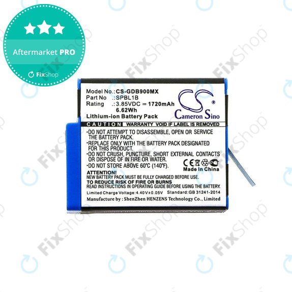 Battery for Gopro Hero 9, 11, 1720mAh, Li-Ion, 3.85V, SPBL1B, HQ