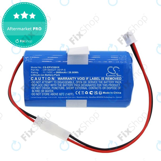Battery for Electropan Ilife V3S, 2600mAh, Li-Ion, 11.1V, UR18650ZT-3S1P-S, HQ