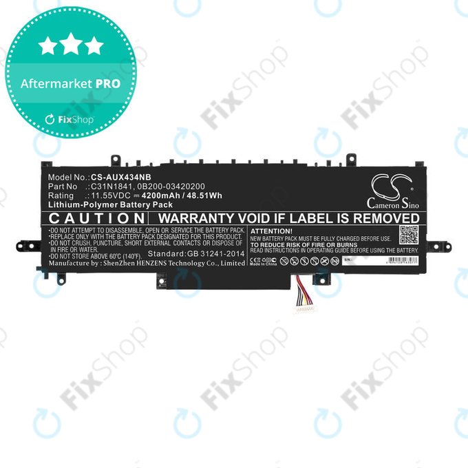 Battery for Asus ZenBook 14, Flip 14, 4200mAh, Li-Pol, 11.55V, C31N1841, HQ