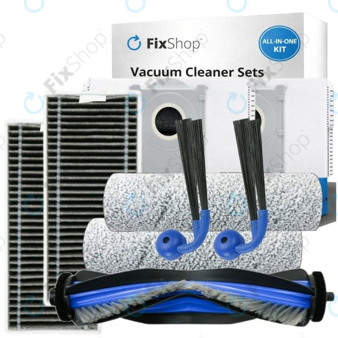 Replacement set for Ecovacs Deebot X9 Pro Omni (1x Main brush, 2x Filter, 2x Side brush, 2x Mop cloth, 2x Dust bag)