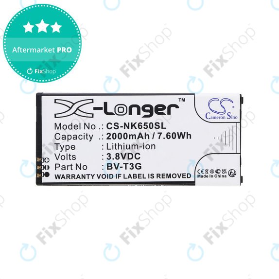 Battery for Nokia Lumia 650, 2000mAh, Li-Ion, 3.8V, BV-T3G, HQ
