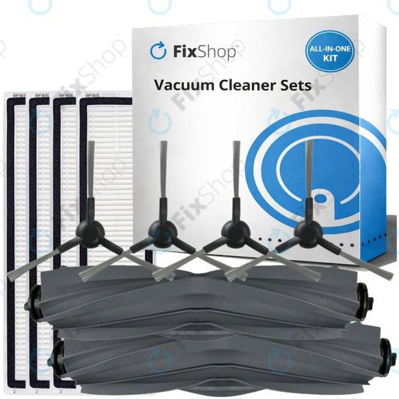 Replacement set for Xiaomi Dreame D9 Max Gen2, D10s, D10s Pro (2x Main brush, 4x Filter, 4x Side brush - Black)