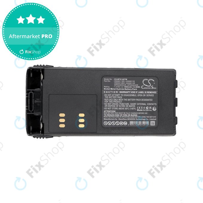 Battery for Motorola GP1280, GP140, GP320, GP540, HT1200, MTX850, Pro5150, 1800mAh, Ni-MH, 7.2V, HNN9011BR, HQ