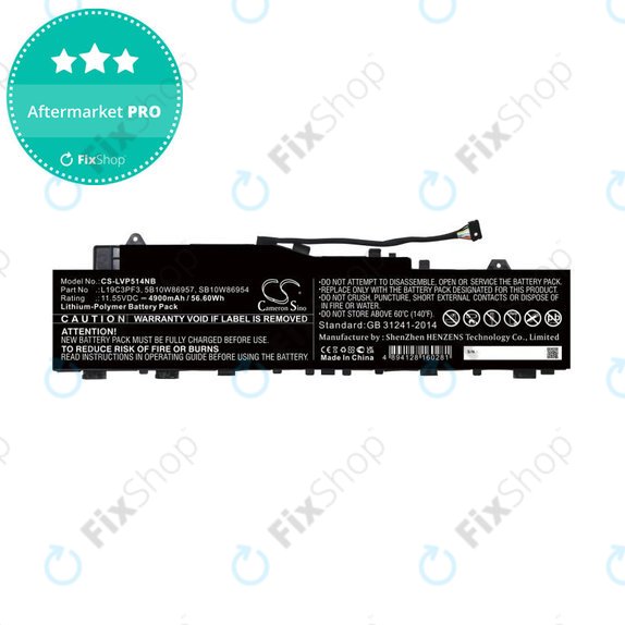 Battery for Lenovo Ideapad 5 14, Xiaoxin Air 14 2020, 4900mAh, Li-Pol, 11.55V, 5B10W86957, HQ