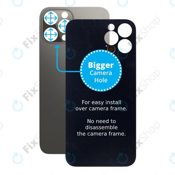 Apple iPhone 12 Pro Max - Rear Housing Glass with Bigger Camera Hole (Graphite)
