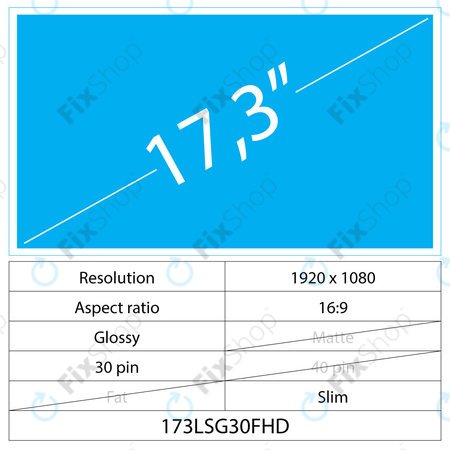 17.3 LCD Slim Glossy 30 pin FHD