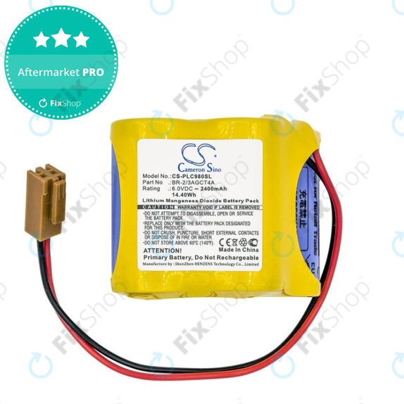 Battery for Fanuc 18-T Series Programmable Logic, 2400mAh, Li-MnO2, 6V, BR-2/3AGCT4A, HQ