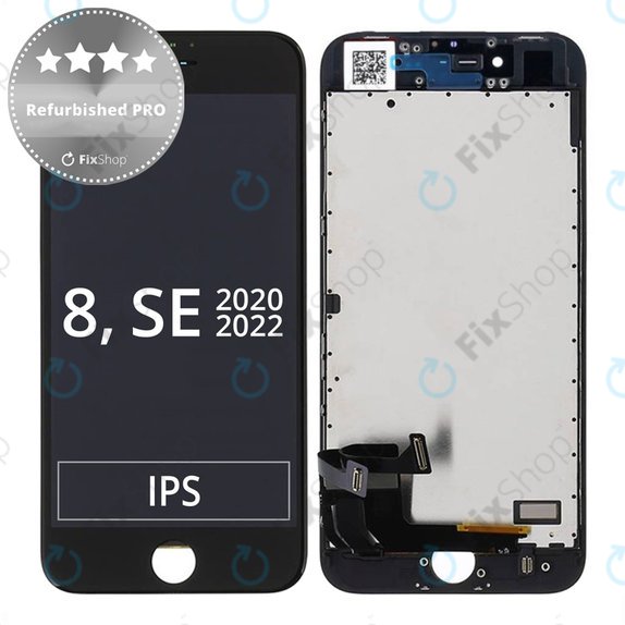 Apple iPhone 8, SE (2020), SE (2022) - LCD Display + Touch Screen + Frame (Black) Refurbished PRO