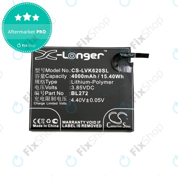 Battery for Lenovo K6 Power, 4000mAh, Li-Pol, 3.85V, BL272, HQ