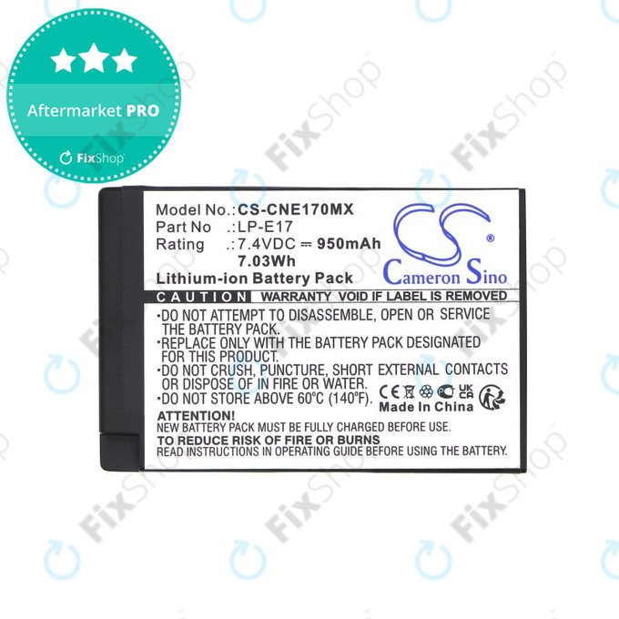 Battery for Canon EOS, 950mAh, Li-Ion, 7.4V, LP-E17, HQ