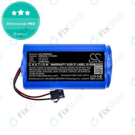 Cecotec Conga 900, 1000, 2000, 5000-series, Excellence 990, Mamibot ExVac 600, 800-series, Neatsvor X500 - Battery CONG1002 Li-Ion 14.4V 2600mAh HQ