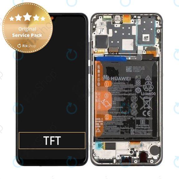 Huawei P30 Lite (2020) - LCD Display + Touch Screen + Frame + Battery (Midnight Black) - 02353FPX, 02353DQU Genuine Service Pack