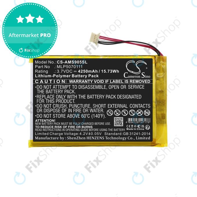 Battery for Autel MaxiSys Mini, MaxiIM IM508, MS905, 4250mAh, Li-Pol, 3.7V, MLP5070111, HQ
