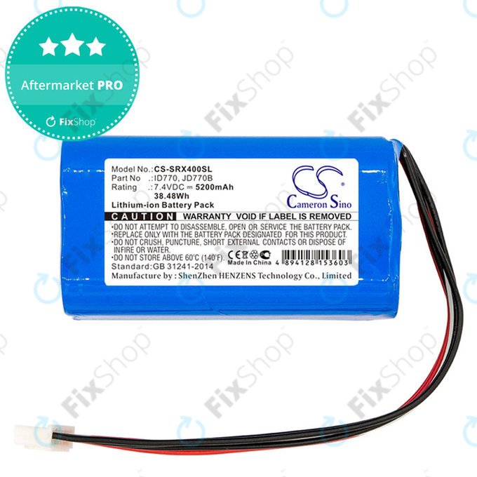 Battery for Sony Srs-Xb40, Srs-Xb41, 5200mAh, Li-Ion, 7.4V, ID770, HQ