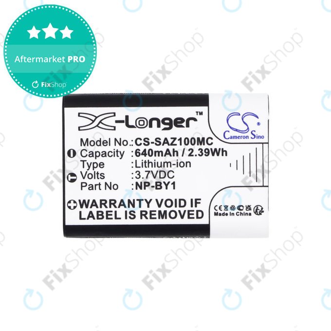 Battery for Sony HDR-AZ1, 640mAh, Li-Ion, 3.7V, NP-BY1, HQ