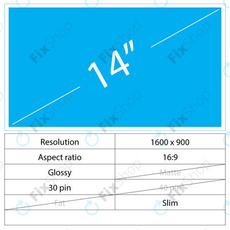 14 LCD Slim Glossy 30 pin HD+