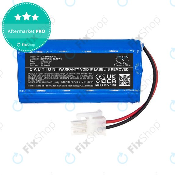 Battery for Ecovacs Deebot M82, Tesla RoboStar T50, T60, T80 Pro, 2600mAh, Li-Ion, 14.8V, BL7402A, HQ