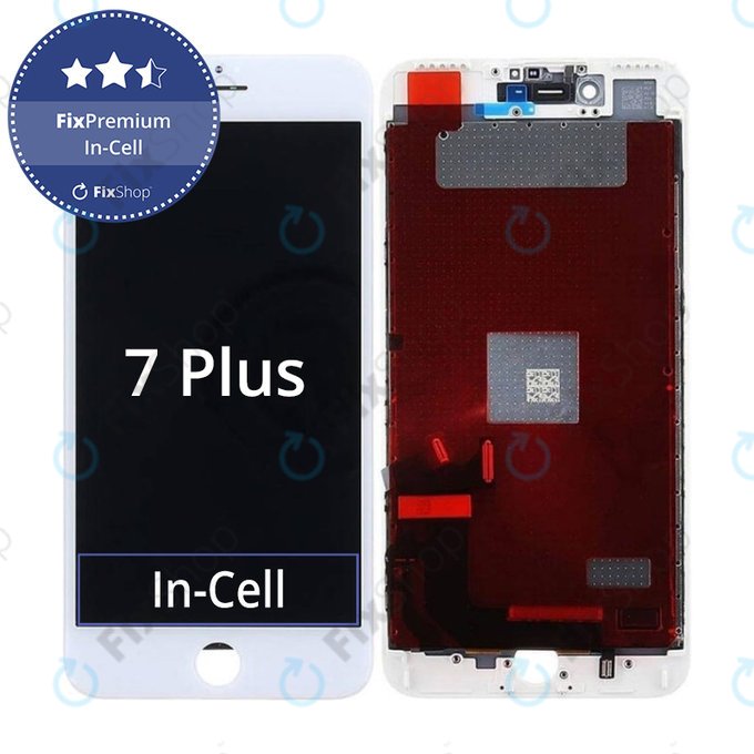 Display In-Cell for iPhone 7 Plus, White, Touch Screen with Frame, FixPremium