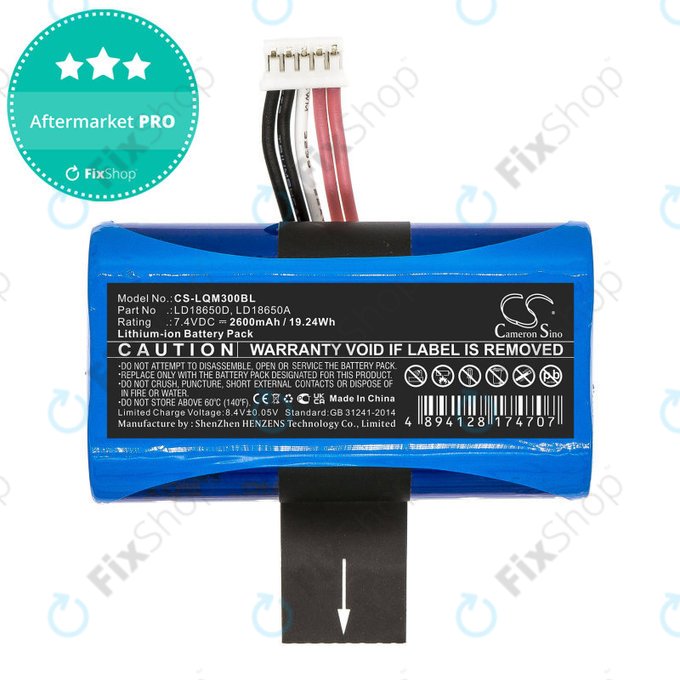 Battery for Ingenico Apos A8, 2600mAh, Li-Ion, 7.4V, LD18650D, HQ
