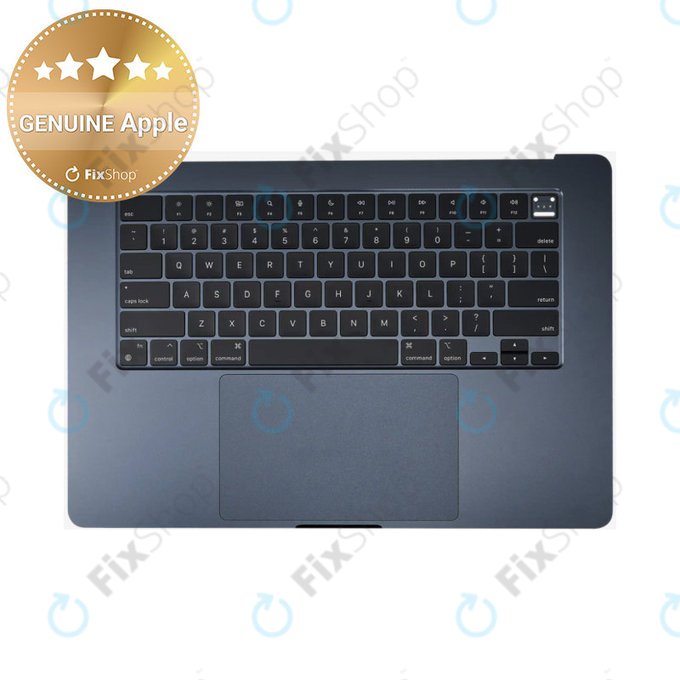 Top case keyboard frame for MacBook Air 15", A3114 (2024), with US keyboard and battery, Midnight, 661-40269, Genuine Apple
