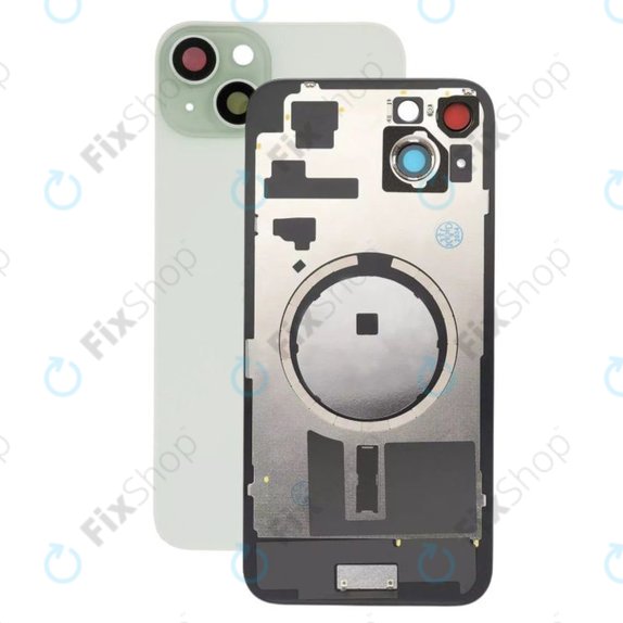 Apple iPhone 15 Plus - Rear Housing Glass + Camera Lens + Metal Plate + Magsafe Magnets (Green)