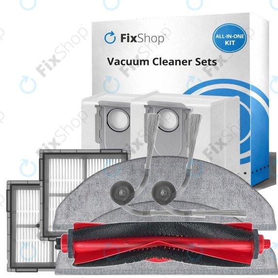 Replacement set for Xiaomi Roborock Q10 VF, Q10 VF+, S8 Pro, S8 Pro Plus (1x Main brush, 2x Filter, 2x Side brush, 2x Mop cloth, 2x Dust bag)
