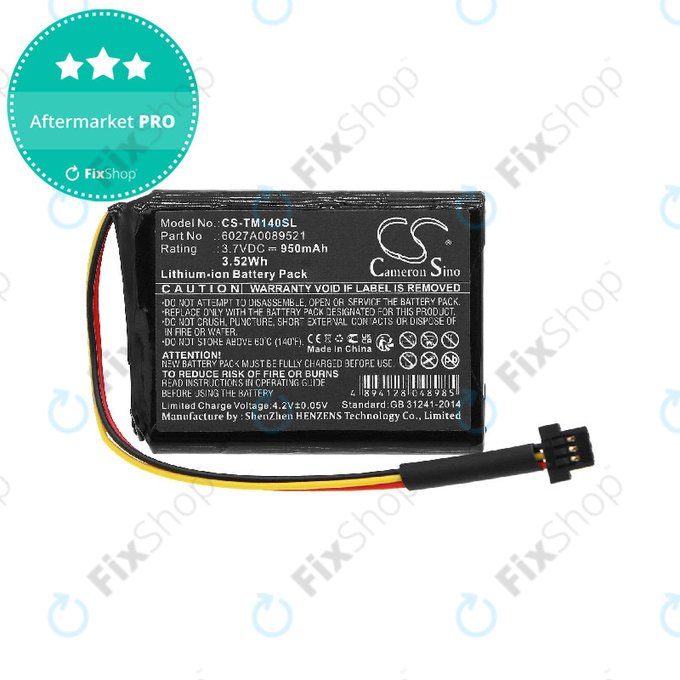 Battery for TomTom One 140, Go 500, 950mAh, Li-ion, 3.7V, P2, HQ
