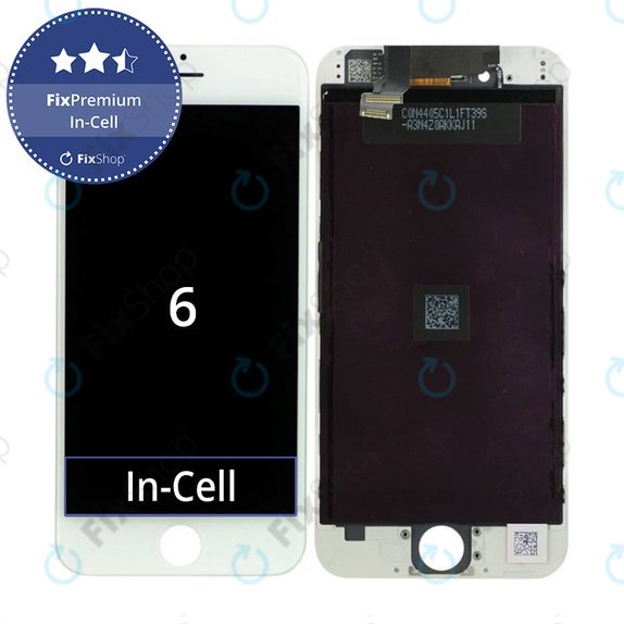 Display In-Cell for iPhone 6, White, Touch Screen with Frame, FixPremium