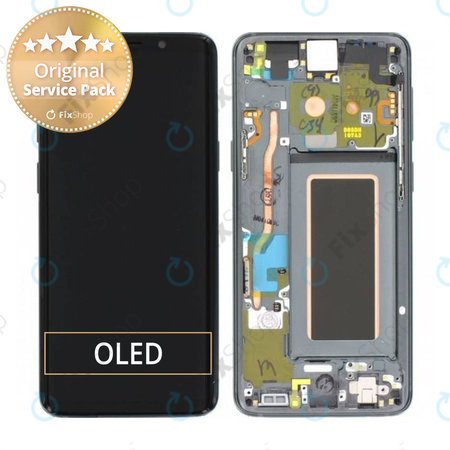 Samsung Galaxy S9 G960F - LCD Display + Touch Screen + Frame (Titanium Gray) - GH97-21696C, GH97-21697C Genuine Service Pack