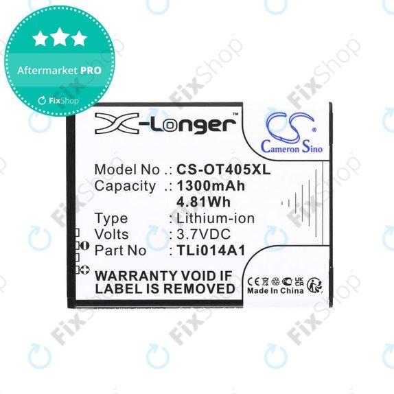 Battery for Alcatel OneTouch Evolve, 1300mAh, Li-Ion, 3.7V, TLi014A1, HQ