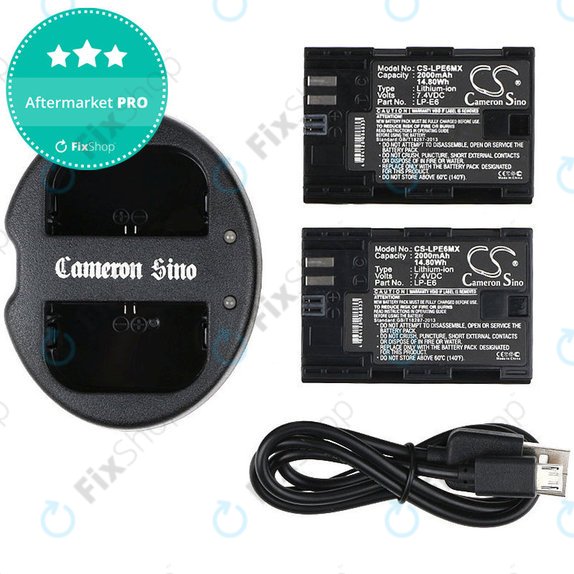 Battery 2pcs with charger for Canon EOS 5D Mark II, EOS 7D, 2000mAh, Li-Ion, 7.4V, LP-E6, HQ