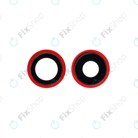 Apple iPhone 12, 12 Mini - Rear Camera Lens with Frame (Red) - 2pcs