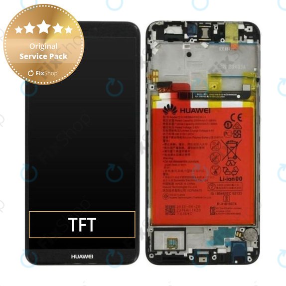 Huawei P Smart FIG-L31 - LCD Display + Touch Screen + Frame + Battery (Black) - 02351SVJ, 02351SVD, 02351SVK Genuine Service Pack