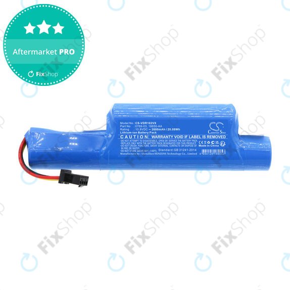 Battery for Vileda Vr102, 201, 303, One, 2600mAh, Li-ion, 10.8V, 0769-03, HQ