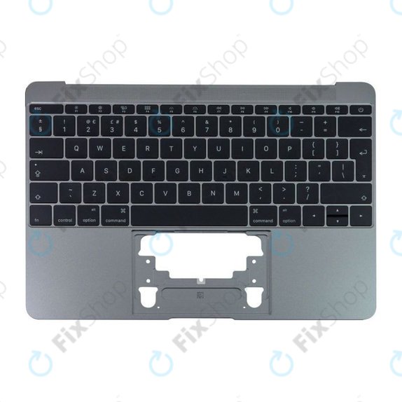 Apple MacBook 12" A1534 (Early 2015 - Mid 2017) - Top Keyboard Frame + Keyboard UK (Space Gray)