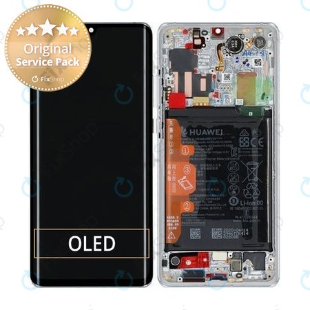 Huawei P30 Pro, P30 Pro 2020 - LCD Display + Touch Screen + Frame + Battery (Silver Frost) - 02353SBC Genuine Service Pack