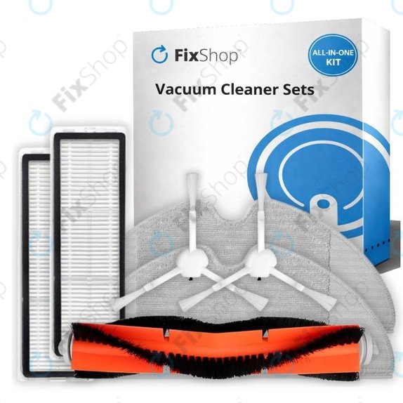 Replacement set for Xiaomi Mi Robot Vacuum Mop (Mijia 1C), 2 (Mijia 2C) 2 Pro+ (Mijia 1T) (1x Main brush, 2x Filter, 2x Side brush, 2x Mop cloth)