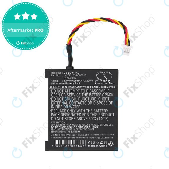 Battery for Logitech G930, 600mAh, Li-Ion, 3.7V, L-LY11, HQ