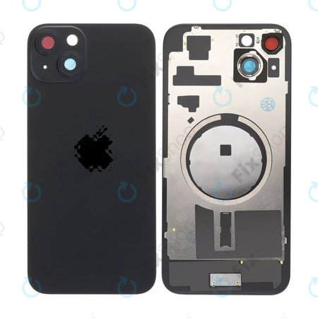 Apple iPhone 15 Plus - Rear Housing Glass + Camera Lens + Metal Plate + Magsafe Magnets (Black)