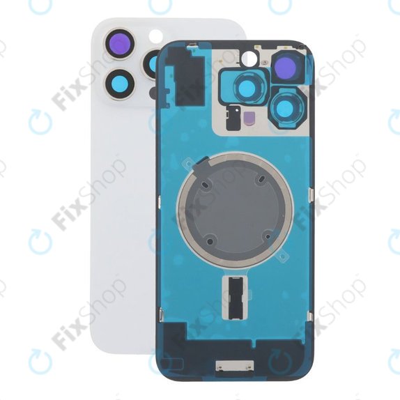 Apple iPhone 16 Pro Max - Rear Housing Glass + Camera Lens + Metal Plate + Magsafe Magnet (White Titanium)