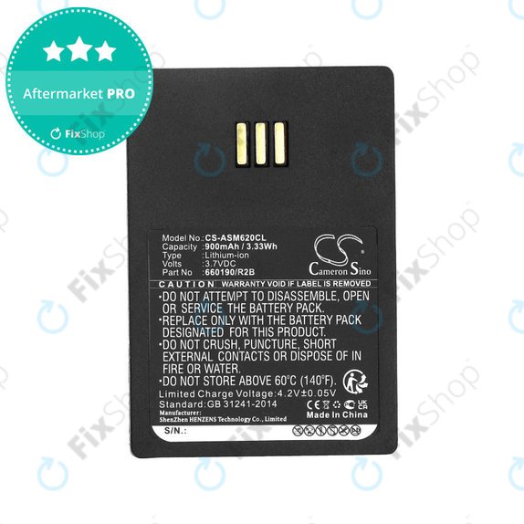 Battery for Siemens Openstage WL3, Ascom, Aastra, Innovaphone, 900mAh, Li-Ion, 3.7V, 660190/R2B, HQ