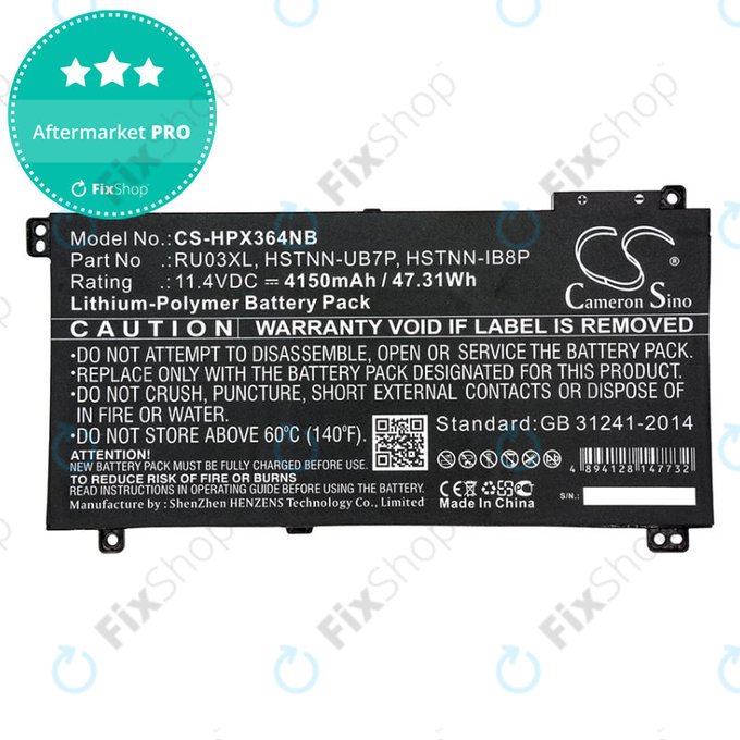 Battery for HP ProBook x360 440 G1, x360 11 G3, 4150mAh, Li-Pol, 11.4V, HSTNN-UB7P, HQ