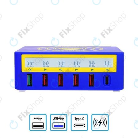 Mechanic iCharge 6 Pro - USB Charging Station with USB-C, USB 3.0 & Wireless Charger