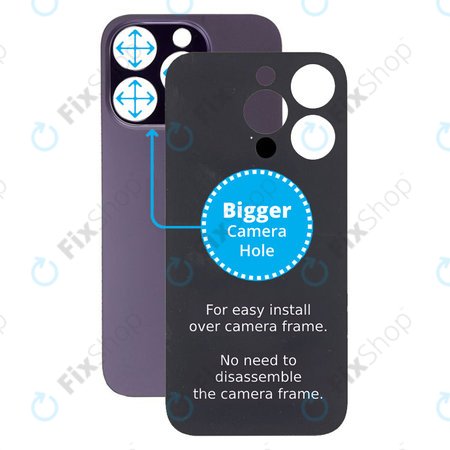 Apple iPhone 14 Pro - Rear Housing Glass with Bigger Camera Hole (Deep Purple)