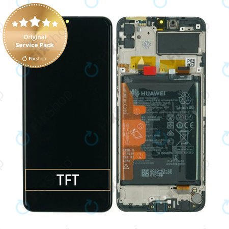 Huawei Y6p, Honor 9A - LCD Display + Touch Screen + Frame + Battery (Black) - 02353LKV Genuine Service Pack