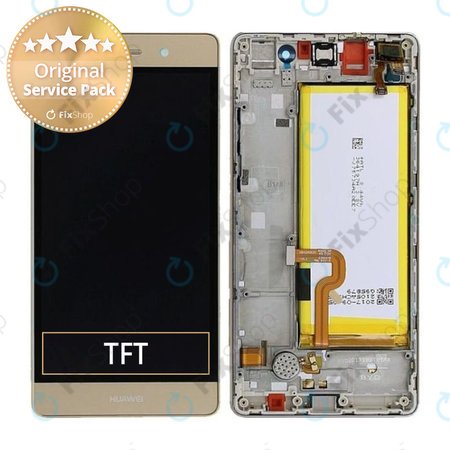 Huawei P8 Lite ALE-L21 - LCD Display + Touch Screen + Frame + Battery (Gold) - 02350KGP, 02350KQH